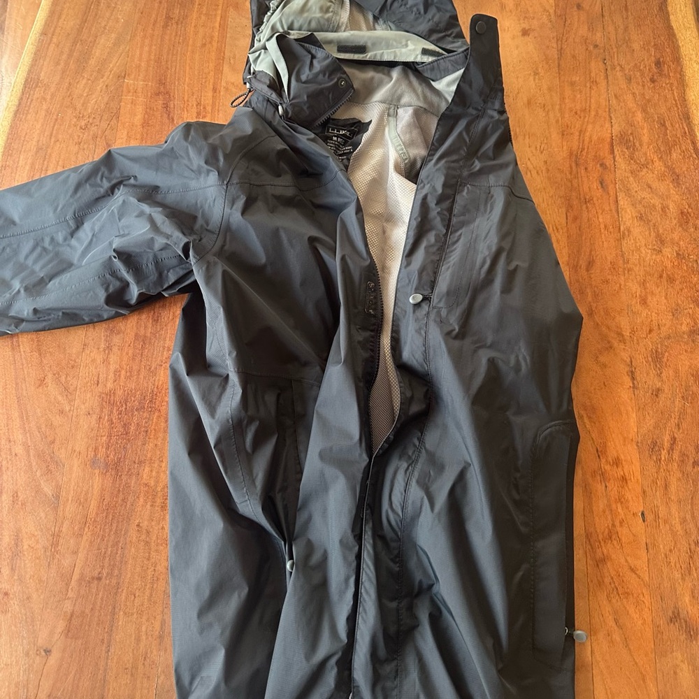 LL Bean Waterproof Black Men's Hooded Jacket